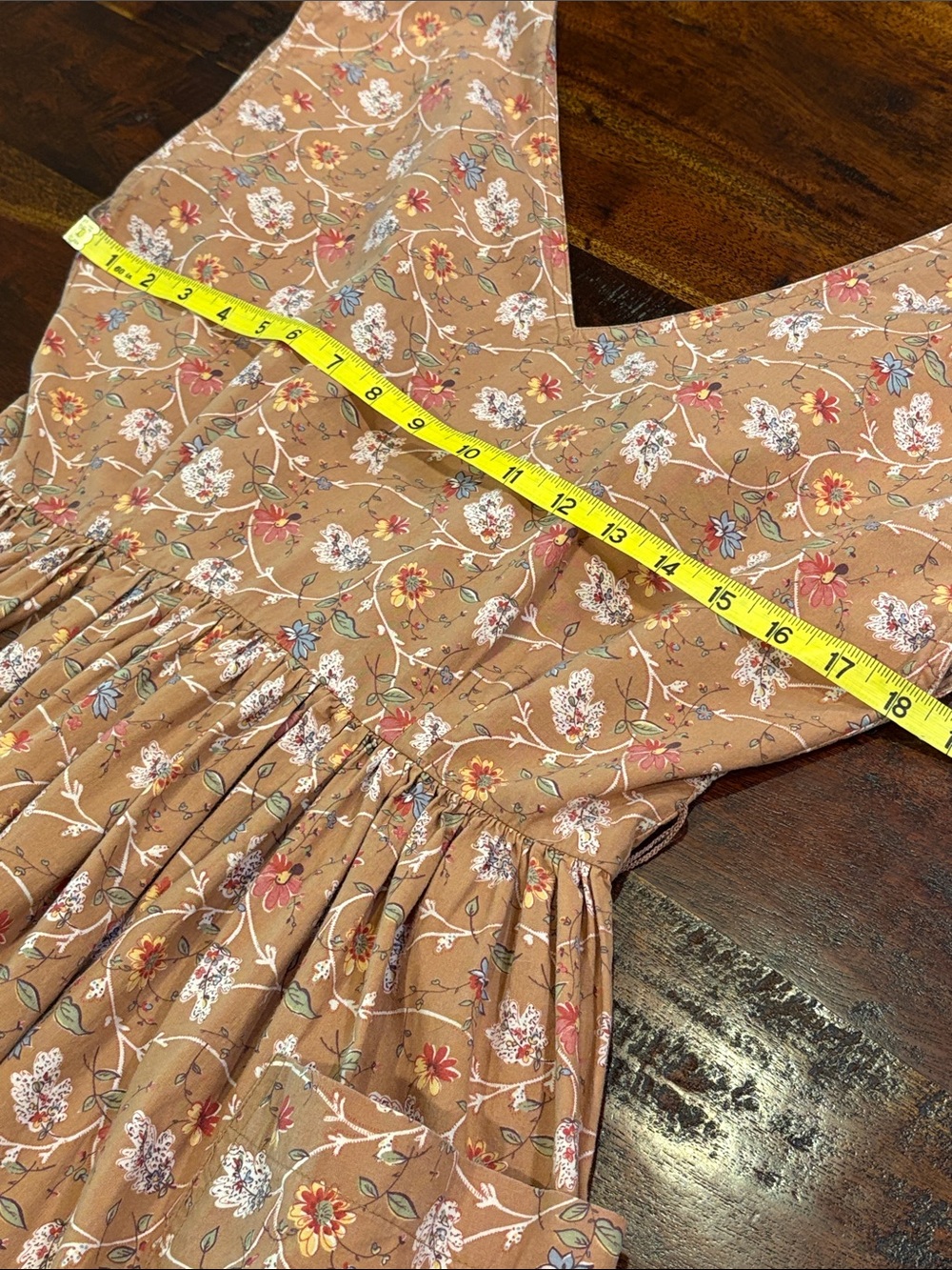 Vintage Ralph Lauren Blue Label 70s Floral Prairie V-Neck Open Back Dress 10 - Picture 12 of 14